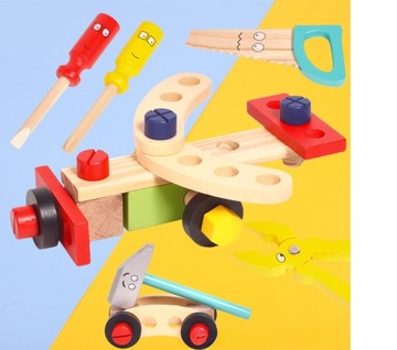 ЧЕМОДАН С ИНСТРУМЕНТАМИ ДЛЯ ДЕТЕЙ ДЕРЕВЯННЫЙ НАБОР DIY 35 ПРЕДМЕТОВ.
