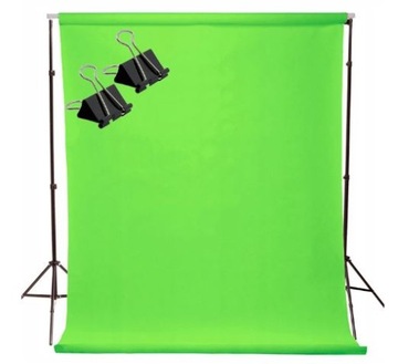 ZESTAW DO TŁA + TŁO 1,6x5m ZIELONE GREEN SCREEN YT