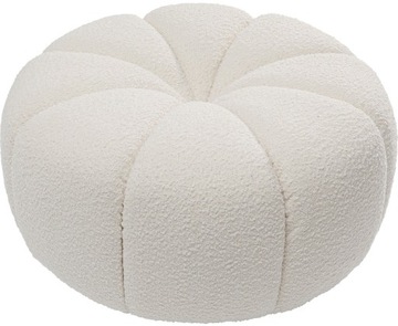 Pufa z tkaniny boucle pikowana Ø76x39 cm biała