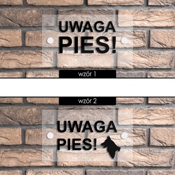 Tablica informacyjna UWAGA PIES 3D 16x8 przeźroczysta