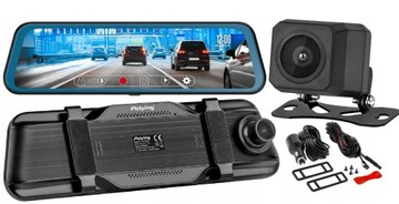 Kamerka samochodowa 4K rejestrator w lusterku z kamerą cofania duży ekran