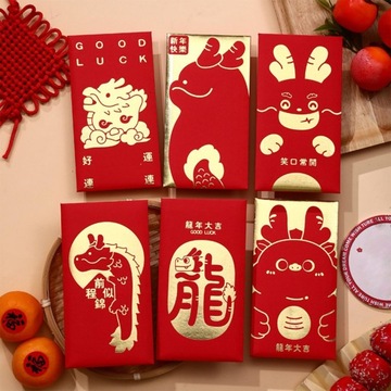 6шт китайский лунный год красные конверты поздравительные открытки конверты в стиле