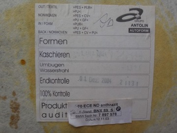 PODSUFITKA TAPICERKA DACHU BMW E60 M-PAKIET CZARNA