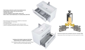 ELITA SZAFKA ŁAZIENKOWA Z BLATEM DĄB CANELA NATURAL FRAME 100 CM ZESTAW