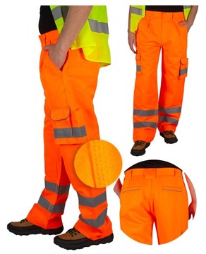 FIRI SPODNIE ROBOCZE do pasa odblaskowe BHP 34 pomarańczowe OCHRONNE FIRI