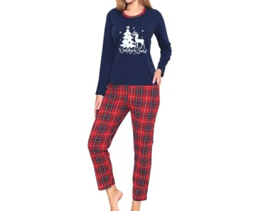 ЖЕНСКАЯ РОЖДЕСТВЕНСКАЯ ХЛОПКОВАЯ ПИЖАМА, ДЛИННЫЙ РУКАВ, С ПОЛЬСКОЙ НАПИСЬЮ Merry CHRISTMAS