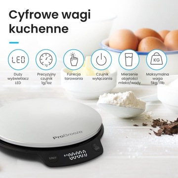 Pro Breeze Waga Kuchenna Cyfrowa Precyzyjna ze Stali Nierdzewnej PROMOCJA !