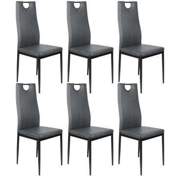6X KRZESŁA SZARY TAPICEROWANE SZTUCZNA SKÓRA KRZESŁO SALON KRZESŁA
