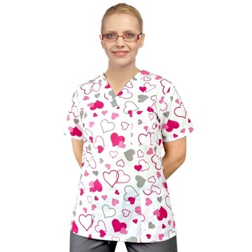Bluza medyczna damska fartuch kolorowy wzorek XXL