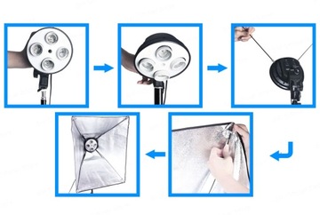 Светильник непрерывного света на 4 лампочки + софтбокс 50х70