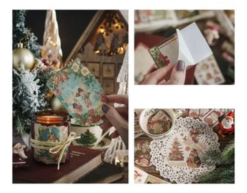 РОЖДЕСТВЕНСКИЕ НАКЛЕЙКИ 8АРК С КЛЕЕМ САНТА ТОРТЫ