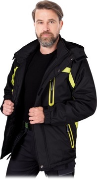 KURTKA OCIEPLANA MĘSKA NA ZIMĘ ODPINANY KAPTUR Z POLAROWĄ PODSZEWKĄ 6XL