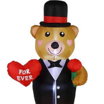 Walentynki Dmuchane Niedźwiedź UE Adapter Rekwizyty Świecąca Dekoracja Zewnętrzna dla