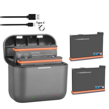 ładowarka do insta360 one x3,ładowarka + 2 baterie 1800 mAh