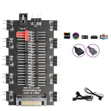 SATA 1 5V 3 pin ARGB Cable ASUS AURA SYNC RGB 10 Hub Splitter SAT Connecter
