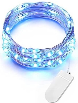 30LED diody na druciku LAMPKI baterie NIEBIESKIE