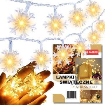 Lampki LED ŚWIATEŁKA Choinkowe ŚWIĄTECZNE na biurko ŚNIEŻYNKI PŁATKI ŚNIEGU
