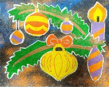 Картины из песка РОЖДЕСТВЕНСКАЯ роспись песком