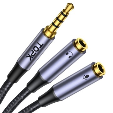 KABEL ROZDZIELACZ MINI JACK MIKROFON SŁUCHAWKI AUX TOPK