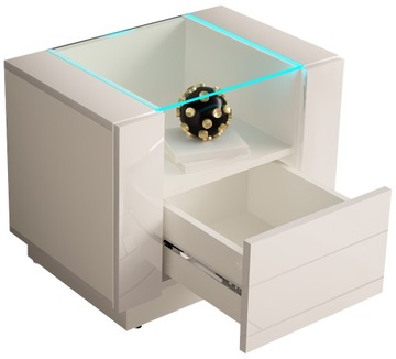 Белая глянцевая тумбочка со светодиодной подсветкой