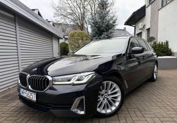 BMW Seria 5 G30-G31 Touring Facelifting 2.0 520d 190KM 2021 BMW Seria 5 520d Luxury Line KAMERA AMBIENTE serwisowany Bezwypadkowy