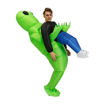 ŚMIESZNE DMUCHANY KOSTIUM UFO KOSMITA ALIEN PRZEBRANIE Z POMPA NA Halloween