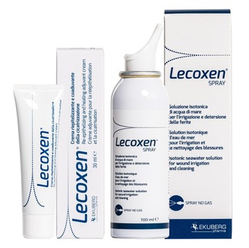 Zestaw Lecoxen: Krem do ran gojący 30ml + Spray na rany 100ml. Na oparzenia