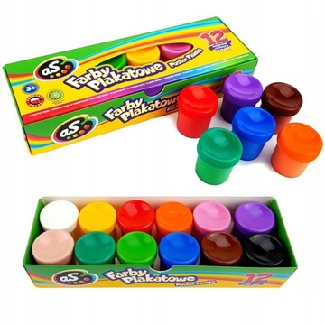 Краски для школьных плакатов Astra, 12 цветов, эффективные, 20 мл Astra