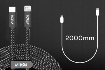 ZASILACZ ŁADOWARKA SZYBKA QC PD 3xUSB TYP-C PRZEWÓD DO iPHONE 27W 200cm