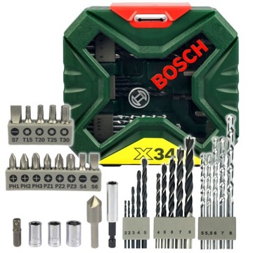 ZESTAW X-LINE II 34 sztuk WIERTEŁ, BITÓW, NASADEK i KOŃCOWEK BOSCH