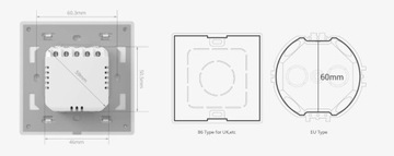 SONOFF TX T5 2C INTELIGENTNY DOTYKOWY WŁĄCZNIK ŚCIENNY LED WIFI 2-KANAŁOWY