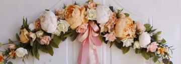 kompozycja wianek na drzwi brzoskwinia łosoś