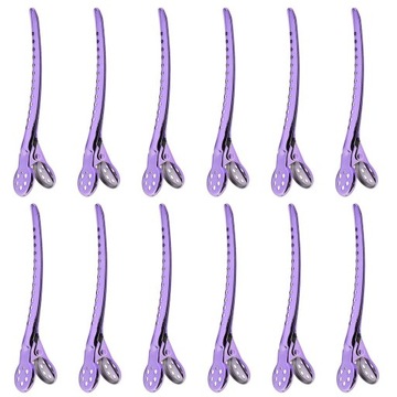 12pcs Salon Hair Alligator Clips Purple