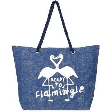 Bellugio torba Plażowa Płócienna z flamingami N95