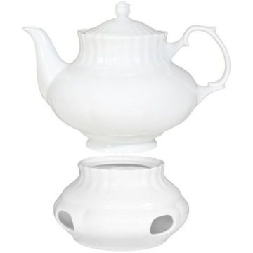 C000 CZAJNIK 1600 ml + PODGRZEWACZ Biała IWONA PORCELANA CHODZIEŻ