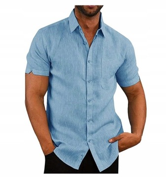 Letnie solidne lniane krótkie rękawy M-3XL LQQ,3XL