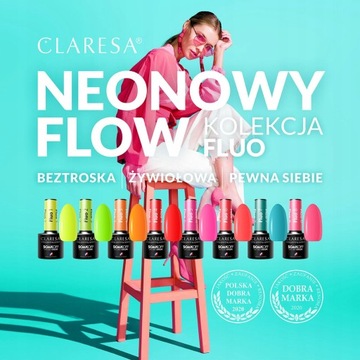 NEONY FLUO CLARESA 5+2 Lakiery hybrydowe top baza