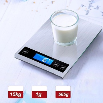 Waga Kuchenna Cyfrowa 1g-15kg LED Wodoodporna Skala Żywności