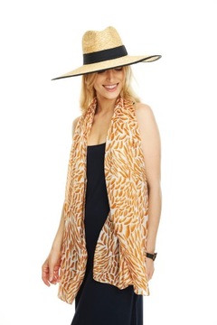 ШАРФ ШАРФ с принтом светло-бежевого цвета и золотым узором