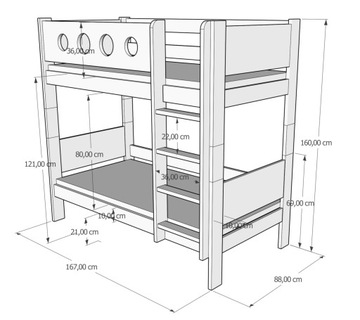 Детская двухъярусная кровать URWISEK-P 160x80