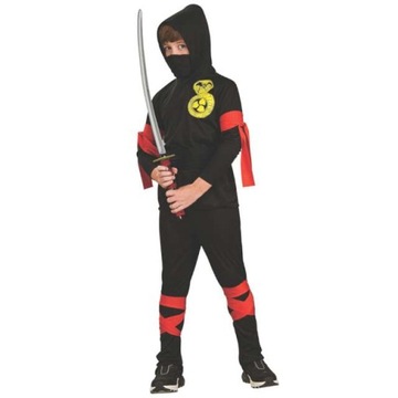 STRÓJ do dzieci NINJA czarny SAMURAJ pasy 110-120