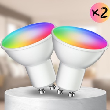 2 светодиодные лампы GU10 4,5 Вт RGB CCT+БЕЛЫЙ WiFi TUYA SMART Smart галогенная лампа