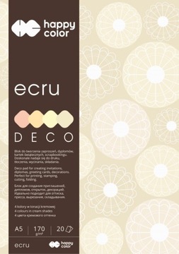 Blok Deco Ecru A5 170 g 20 ark 4 kol. Happy Color kremowy