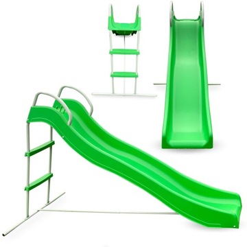Duża zjeżdżalnia ogrodowa ślizg 183cm z drabinką dla dzieci kolor zielony