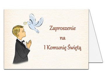 ZAPROSZENIA na Komunię Świętą dla Chłopca 10 sztuk