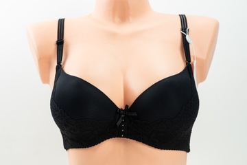 Biustonosz Push-Up z cyrkoniami 80C czarny