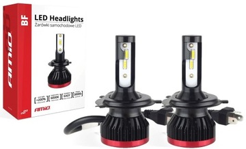 H4 LED ŻARÓWKI AMIO BF +200% 6000K MAŁE MINI H4