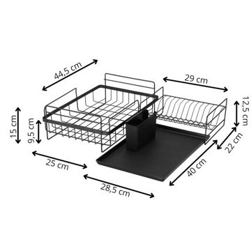 БОЛЬШАЯ СУШИЛКА, ЧЕРНАЯ, С ПОДДОНОМ ДЛЯ КУХОННОЙ ПОСУДЫ