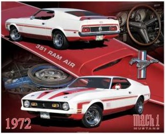 Sign of the Times SZYLD METALOWAY 1972 PLAKAT FORD MUSTANG Mach1 38x30,5 cm