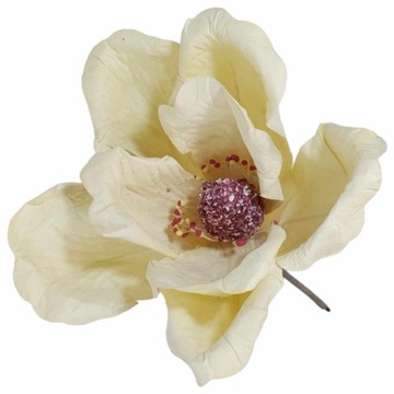 MAGNOLIA Gałązka sztuczna ba łodydze pąk i rozwinięta kremowa do kompozycji
